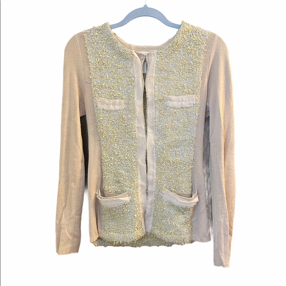 MM Couture Tweed Sparkle Fringe Thread Cardigan
